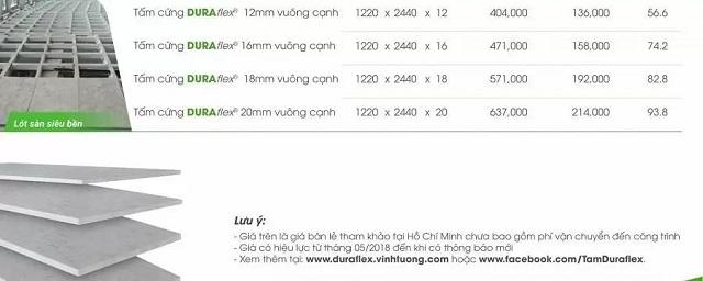 Kích thước tấm sàn cemboard DURAflex