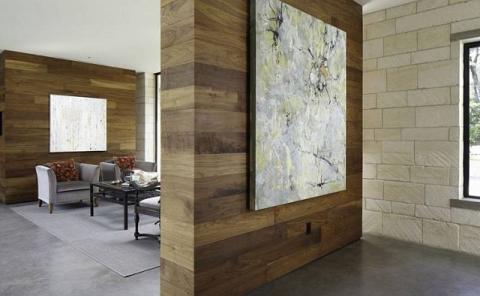 Tường ngăn phòng khách và bếp màu gỗ | DURAflex