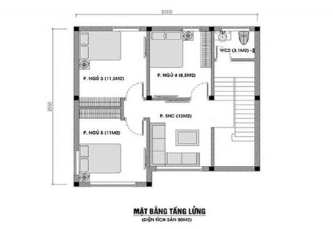 Bản vẽ tầng lửng nhà cấp 4 có gác lửng