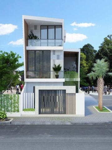 Mẫu nhà ống mặt tiền 5m tận dụng làm sân rộng rãi