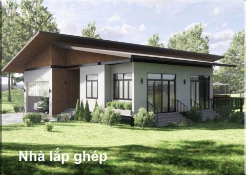 ផ្ទះ Prefab ជាមួយរចនាប័ទ្មសួនច្បារបៃតង