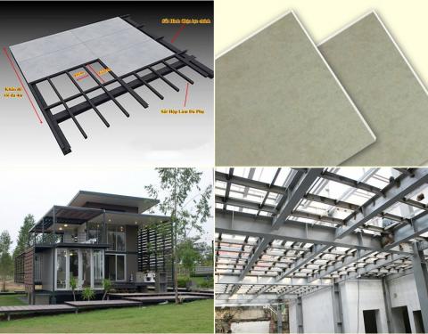 ផ្ទះ Prefab ដោយប្រើបន្ទះស៊ីម៉ងត៍