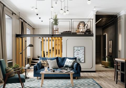 Thiết kế nhà gác lửng 3 phòng ngủ đẹp cho nhà căn hộ 70m2