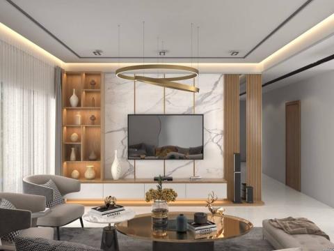 Mẫu trần thả đẹp kết hợp đèn trang trí